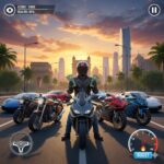 Indian Bike Driving 3D गेम में शहर की सड़क पर बाइक चलाते हुए राइडर का 3D सीन